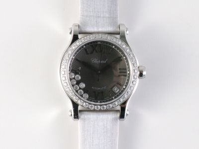 Perfect Replica Chopard Happy Sport V2 Upgrade Stainless Steel Diamond Case Fabric Strap Women Watch